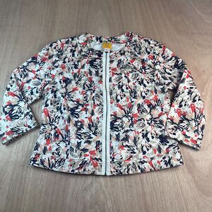 Ruby Rd Women’s Jacket Size 12 Zip Front Abstract Print Cotton Blend